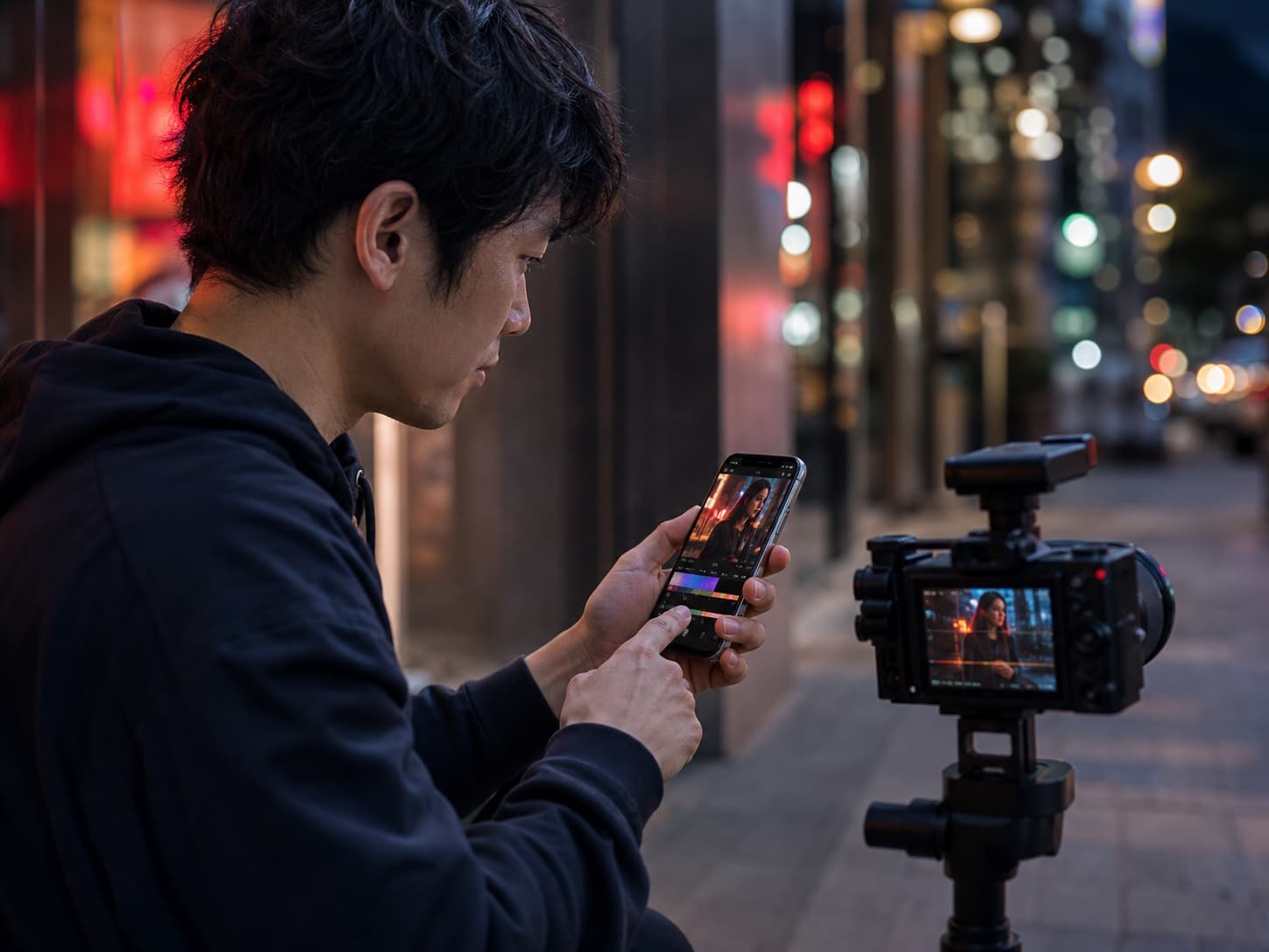 Social creator using Gemini Omni AI video generator for a vertical short video