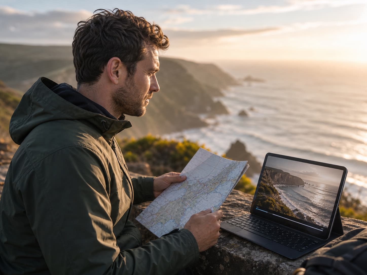 Travel creator using Gemini Omni omni ai video to animate a coastline photo